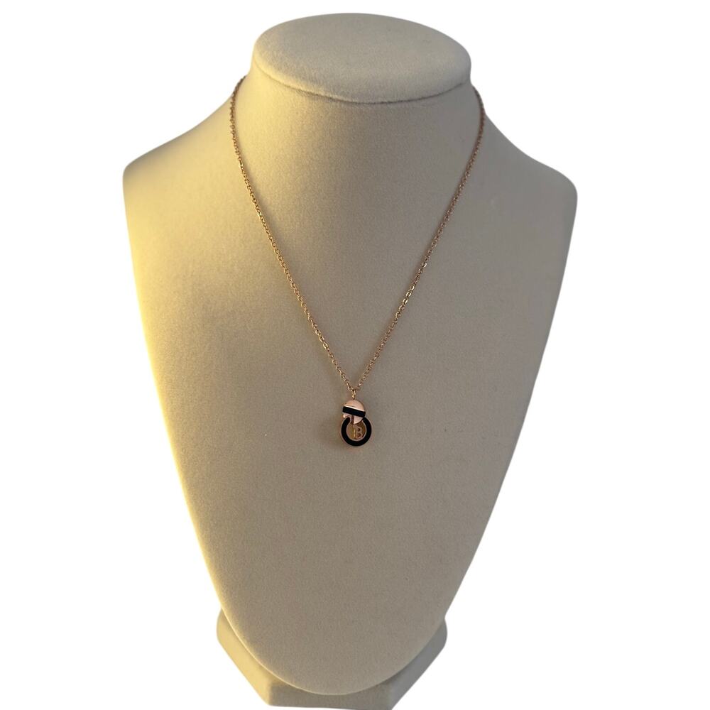 Rose Gold Initial Pendant Necklace Minimalist Letter Charm Jewelry - Picture 2 of 7